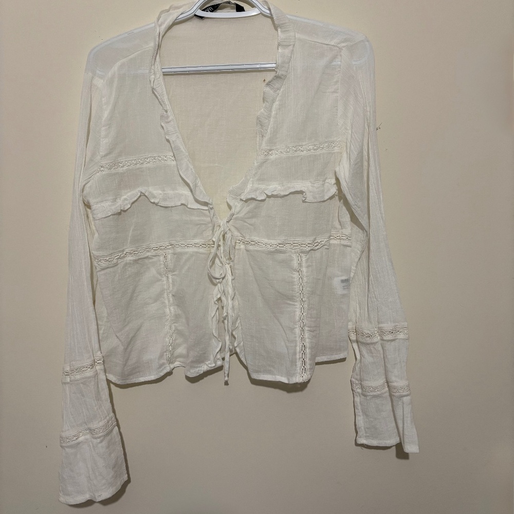 Zara Ruffle Shirt with Ties